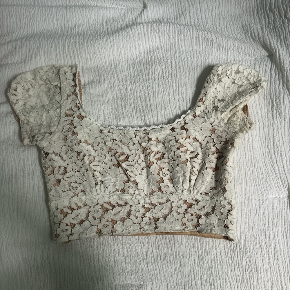 PacSun Cream Crop Bustier Blouse